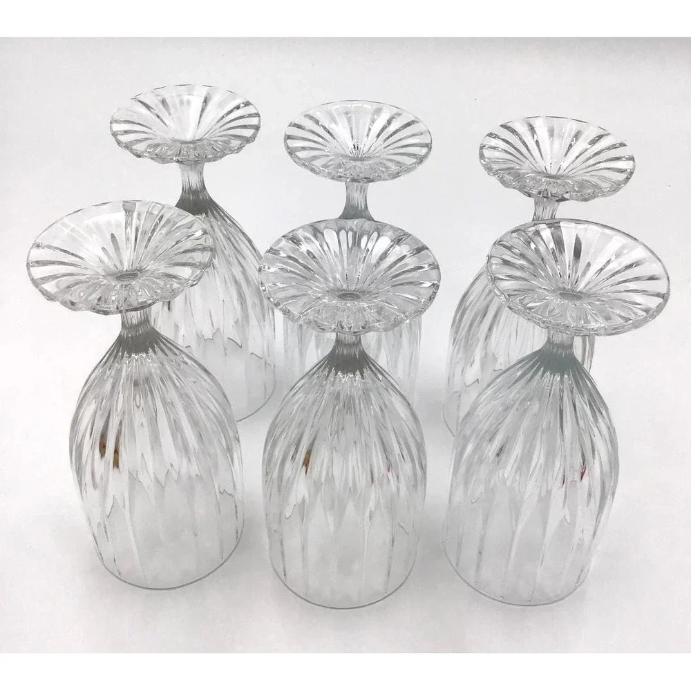 Vintage Mikasa Park Lane Set of 6 Clear Glass Water Goblets Stemmed 7